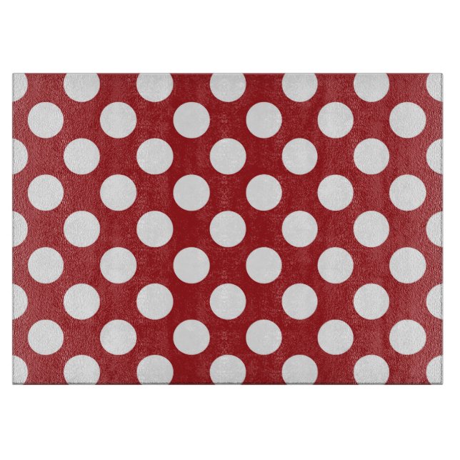 Rote Polka-Punkte, Polka-Dottern-Muster, Punkte, g Schneidebrett (Vorderseite)