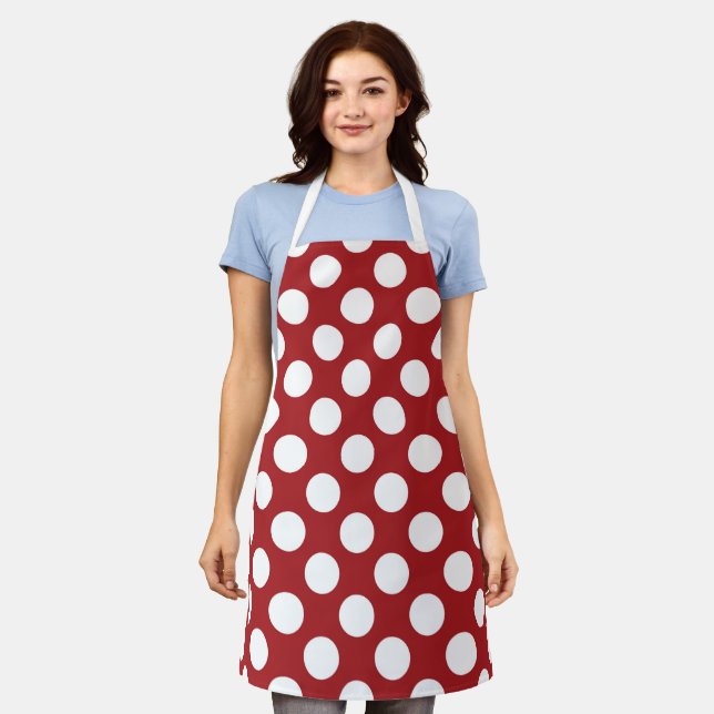 Rote Polka-Punkte, Polka-Dottern-Muster, Punkte, g Schürze (Getragen)