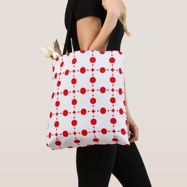Rote Polka-Punkte, Polka-Dottern-Muster, Punkte, g Tasche (Von Nahem)