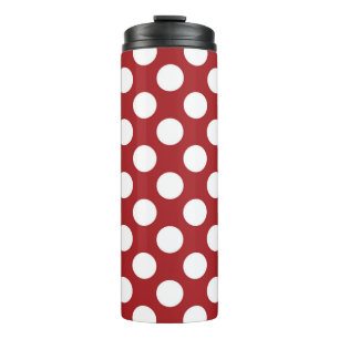 Rote Polka-Punkte, Polka-Dottern-Muster, Punkte, g Thermosbecher