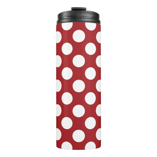 Rote Polka-Punkte, Polka-Dottern-Muster, Punkte, g Thermosbecher (Vorderseite)