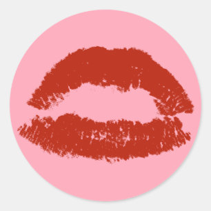 Rote Pop-Kunst-Lippen Runder Aufkleber