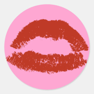 Rote Pop-Kunst-Lippen Runder Aufkleber