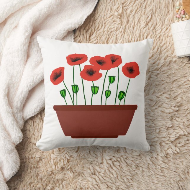 Rote Popkuchen in einem Terracotta Planter Kissen (Decke)