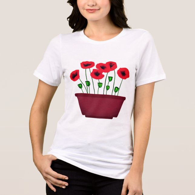 Rote Popkuchen in einem Terracotta Planter Tri-Blend Shirt (Vorderseite)