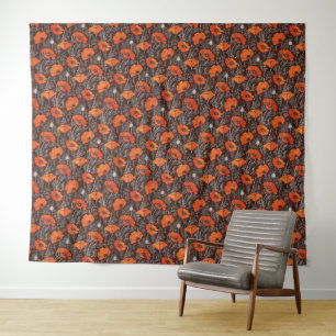 ROTE POPPIEN IN SCHWARZ-WEISSEM Mohnfeld Wandteppich