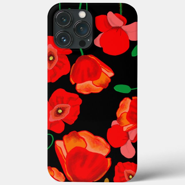 Rote Poppies auf der schwarzen Hintergrunddarstell Case-Mate iPhone Hülle (Rückseite)