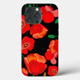 Rote Poppies auf der schwarzen Hintergrunddarstell Case-Mate iPhone Hülle