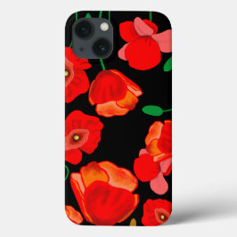 Rote Poppies auf der schwarzen Hintergrunddarstell Case-Mate iPhone Hülle