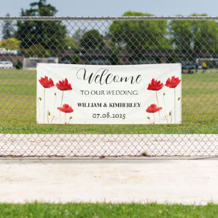 Rote Poppies Blumengebirge Blume Rustikale Elegant Banner