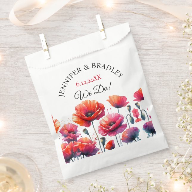 Rote Poppies Blumenhochzeit Geschenktütchen (Ausgeschnitten)