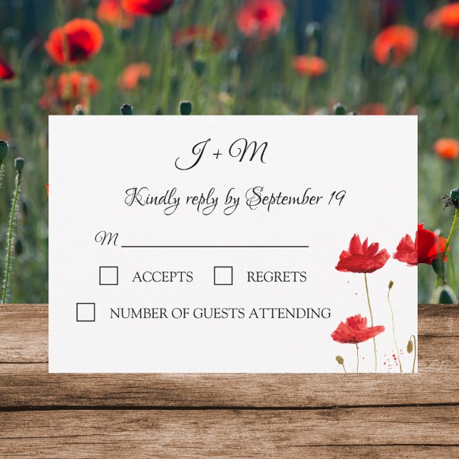 Rote Poppies Blumenmohn Blume Moderne UAWG RSVP Karte (Von Creator hochgeladen)