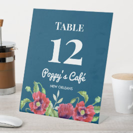 Rote Poppies Blumenstrauß Café Sockelschild