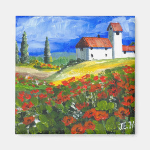 Rote Poppies der Toskana Magnet