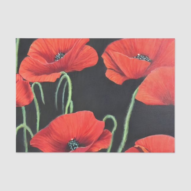 Rote Poppies Kunstmalerei Seidenpapier (Vorderseite)