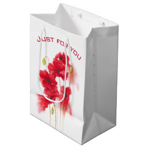 Rote Poppies Mittlere Geschenktüte