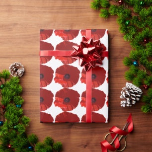 ROTE POPPIES POPPY FLORAL WRAPPING PAPIER GESCHENKPAPIER