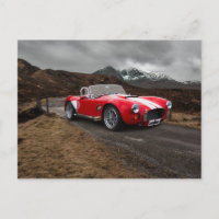 Rote Postkarte für Sportwagen