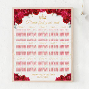 Rote Prinzessin Quinceañera 15 Tisch Sitzordnung Poster