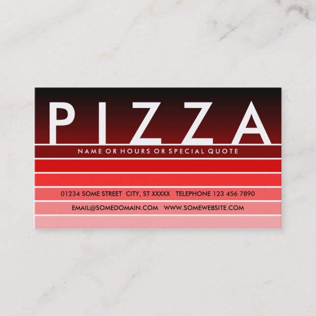 rote Probe PIZZA Visitenkarte (Vorderseite)