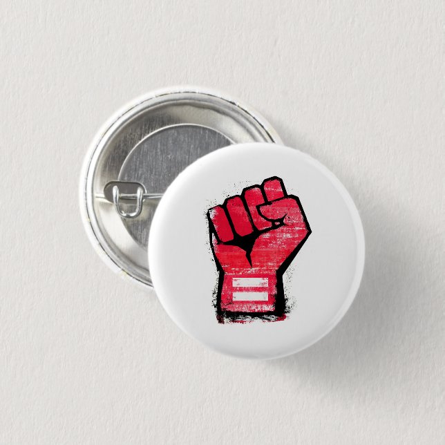 Rote Protestfaust Button (Vorne & Hinten)