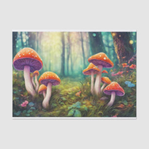 Rote psychedelische Pilze im Wald Seidenpapier
