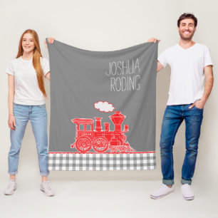 Rote Puffdampf-Zug-Peitsche Grafik Fleecedecke