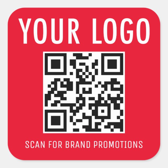 Rote QR-Code-Aufkleber Labels Firmenlogo Quadratischer Aufkleber (Vorderseite)