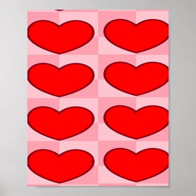 Rote Quadrate der Liebe Poster (Vorne)