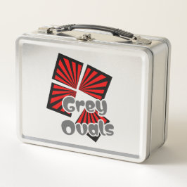 Rote Quadrate mit dem Text "Beams and Gray Ovals" Metall Brotdose