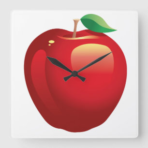 Rote quadratische Wanduhr Apples