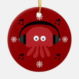 Rote Quallen DJ u. Schneeflocken kundengerecht Keramikornament