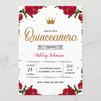 Rote quinceanera Party Einladung