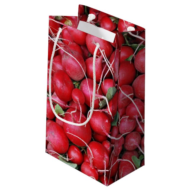 Rote Radieschen Kleine Geschenktüte (Rückseite Schrägansicht)