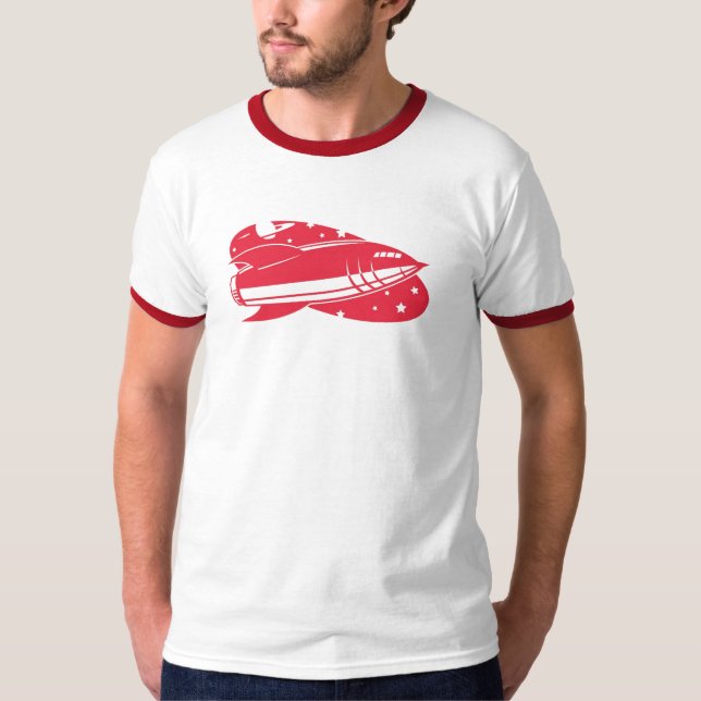 rote Rakete Retro 2 T-Shirt (Vorderseite)
