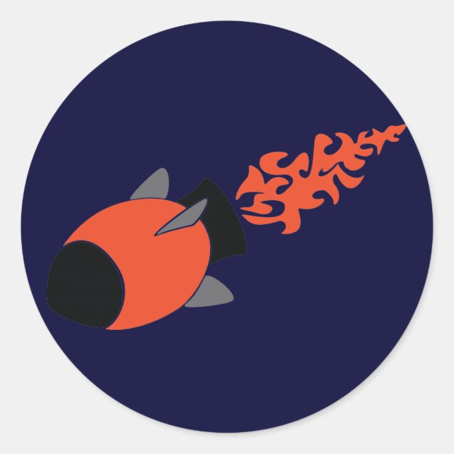 Rote Rakete Runder Aufkleber (Vorderseite)