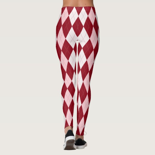 Rote Raute Crimson Pink Kleine Diamantform Leggings (Rückseite)