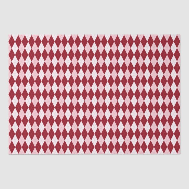 Rote Raute Crimson Pink Kleine Diamantform Seidenpapier (Vorderseite)