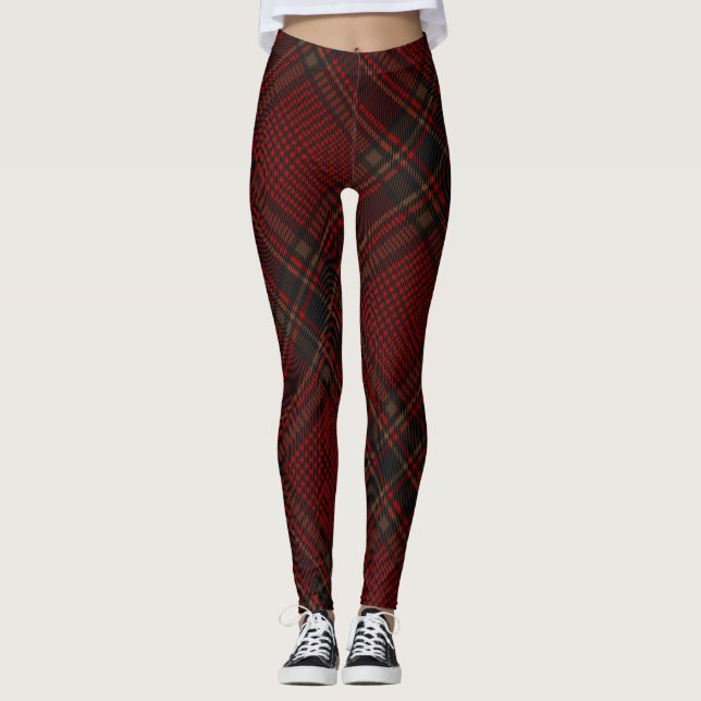 Rote Raute Glen Karo Kariertes Muster Leggings (Vorderseite)