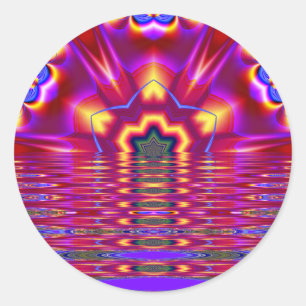 Rote Reflektion Fraktal Art Aufkleber/Briefumschla Runder Aufkleber