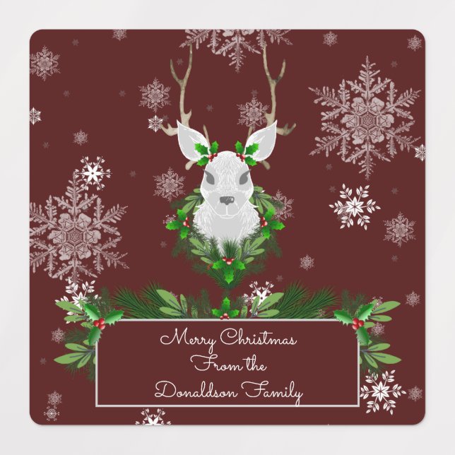 Rote Reindeer-Backmarken Etiketten (Design 1)