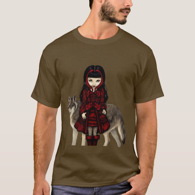 Rote Reithaube in Herbstwolf Shirt (Vorderseite)
