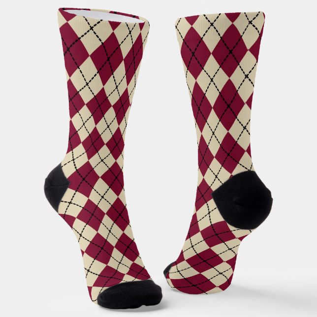 Rote Retro-Argyle-Socken  Socken (Gewinkelt)