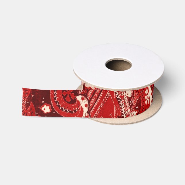 Rote Retro Paisley Bandanna/Bandana Satinband (Spule)