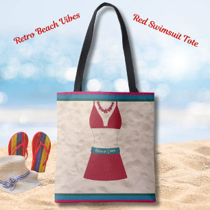 Rote Retro-Schick-Badeanzug-Strand-Vibes-Tasche Tasche