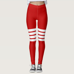 Rote Retro Streifen Streifen Streifen Streifen Str Leggings