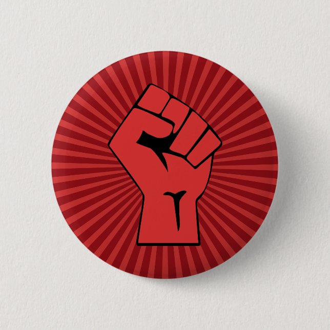 Rote Revolutionsfaust Button (Vorderseite)