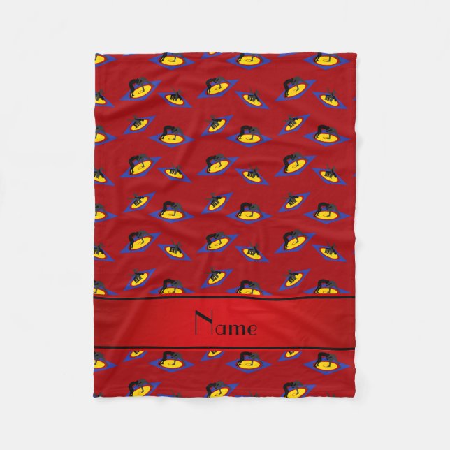 Rote Ringer mit personalisiertem Namen auf Matte Fleecedecke (Vorderseite)