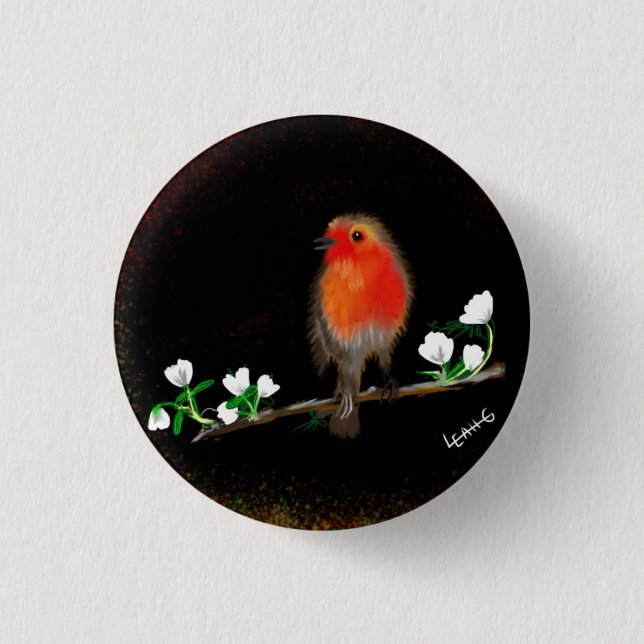Rote Robin Abzeichen und Buttone, Originalkunst ze Button (Vorderseite)