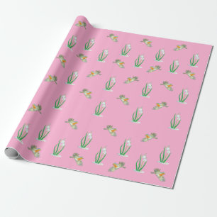 Rote Robin Birds and Snowdrops, Galanthus nivalis Geschenkpapier
